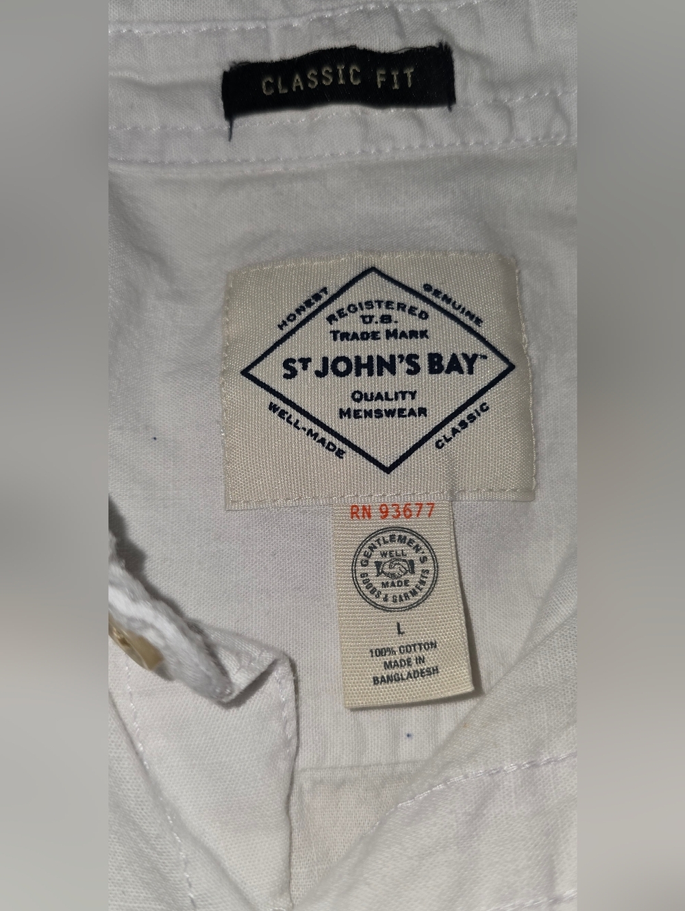 St Johns Bay 100% Cotton Short Sleeve Button Up Shirt White Two Chest Pockets L - Picture 7 of 8